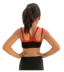 Black dance croptop with double straps in purple grape