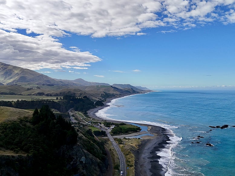 The Kaikōura coastline where the mountains meet the sea